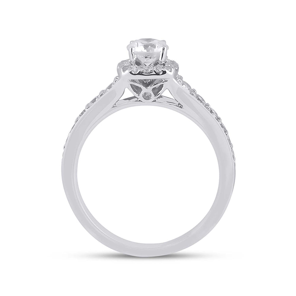 Eternal Love 14kt White Gold Diamond Halo Bridal Wedding Ring Band Set - Splendid Jewellery