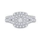Eternal Love 14kt White Gold Diamond Halo Bridal Wedding Ring Band Set - Splendid Jewellery