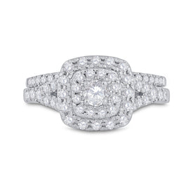 Eternal Love 14kt White Gold Diamond Halo Bridal Wedding Ring Band Set - Splendid Jewellery
