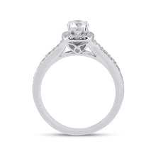 Load image into Gallery viewer, Eternal Love 14kt White Gold Diamond Halo Bridal Wedding Ring Band Set - Side View