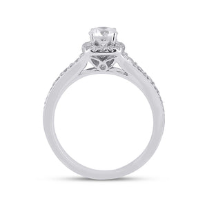 Eternal Love 14kt White Gold Diamond Halo Bridal Wedding Ring Band Set - Splendid Jewellery