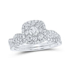 Eternal Love 14kt White Gold Diamond Halo Bridal Wedding Ring Band Set - Splendid Jewellery