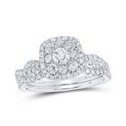 Eternal Love 14kt White Gold Diamond Halo Bridal Wedding Ring Band Set - Splendid Jewellery