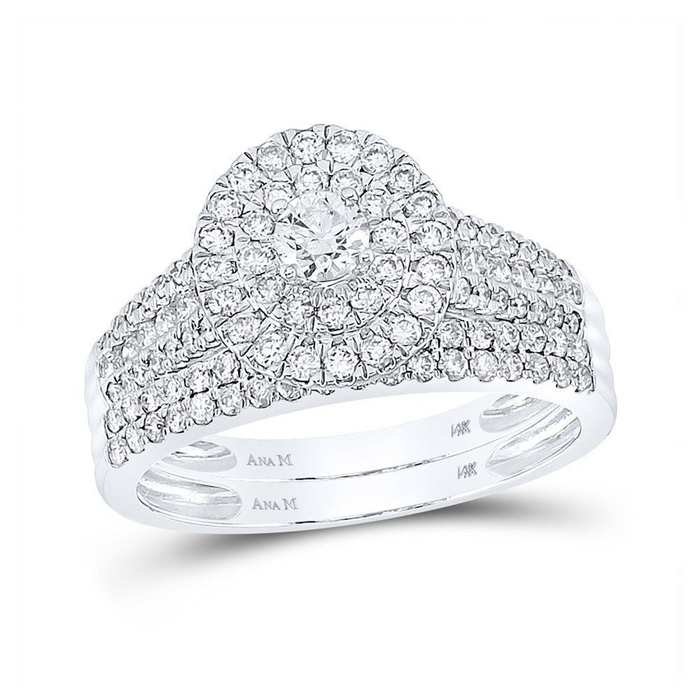 Eternal Love 14kt White Gold Diamond Halo Bridal Wedding Ring Set - Splendid Jewellery