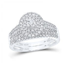 Eternal Love 14kt White Gold Diamond Halo Bridal Wedding Ring Set - Splendid Jewellery