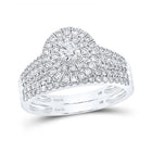 Eternal Love 14kt White Gold Diamond Halo Bridal Wedding Ring Set - Splendid Jewellery