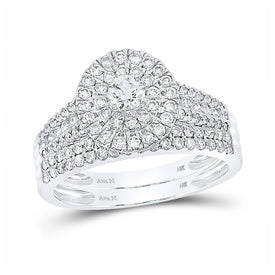 Eternal Love 14kt White Gold Diamond Halo Bridal Wedding Ring Set - Splendid Jewellery
