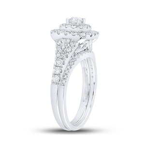 Eternal Love 14kt White Gold Diamond Halo Bridal Wedding Ring Set - Splendid Jewellery