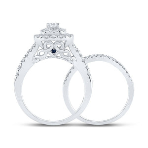 Eternal Love 14kt White Gold Diamond Halo Bridal Wedding Ring Set - Splendid Jewellery