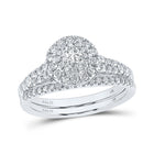 Eternal Love 14kt White Gold Diamond Halo Sapphire Bridal Wedding Ring Set - Splendid Jewellery