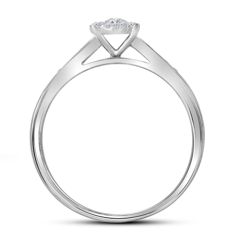 Eternal Love 14kt White Gold Diamond Halo Wedding Ring Band Set - Splendid Jewellery