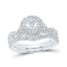 Load image into Gallery viewer, Eternal Love 14kt White Gold Diamond Halo Wedding Ring Set with Sapphire Accent - Splendid Jewellery