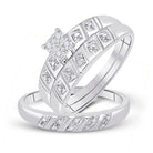 Eternal Love 14kt White Gold His Hers Round Diamond Cluster Matching Wedding Set - Splendid Jewellery