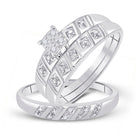 Eternal Love 14kt White Gold His Hers Round Diamond Cluster Matching Wedding Set - Splendid Jewellery