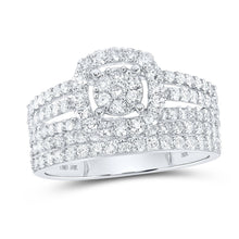 Load image into Gallery viewer, Eternal Love 14kt White Gold His Hers Round Diamond Cluster Wedding Set - Second Side View