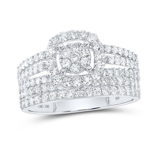 Eternal Love 14kt White Gold His Hers Round Diamond Cluster Wedding Set - Splendid Jewellery