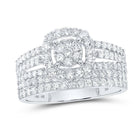Eternal Love 14kt White Gold His Hers Round Diamond Cluster Wedding Set - Splendid Jewellery