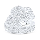 Eternal Love 14kt White Gold His Hers Round Diamond Cluster Wedding Set - Top View