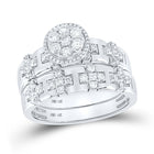 Eternal Love 14kt White Gold His Hers Round Diamond Cluster Wedding Set - Second Side View