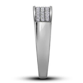 Eternal Love 14kt White Gold His Hers Round Diamond Halo Matching Wedding Set 7/8 Cttw - Top View