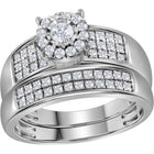 Eternal Love 14kt White Gold His Hers Round Diamond Halo Matching Wedding Set 7/8 Cttw - Front View