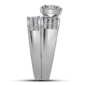 Eternal Love 14kt White Gold His Hers Round Diamond Halo Matching Wedding Set 7/8 Cttw - Splendid Jewellery