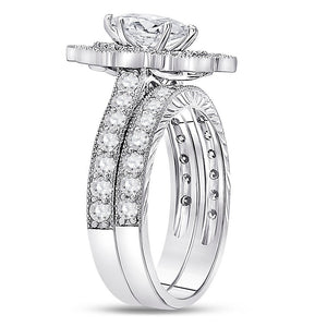 Eternal Love 14kt White Gold Marquise Diamond Bridal Wedding Ring Band Set - Splendid Jewellery