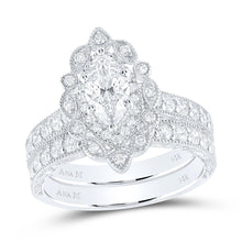 Load image into Gallery viewer, Eternal Love 14kt White Gold Marquise Diamond Bridal Wedding Ring Band Set - Top View