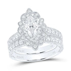 Eternal Love 14kt White Gold Marquise Diamond Bridal Wedding Ring Band Set - Top View