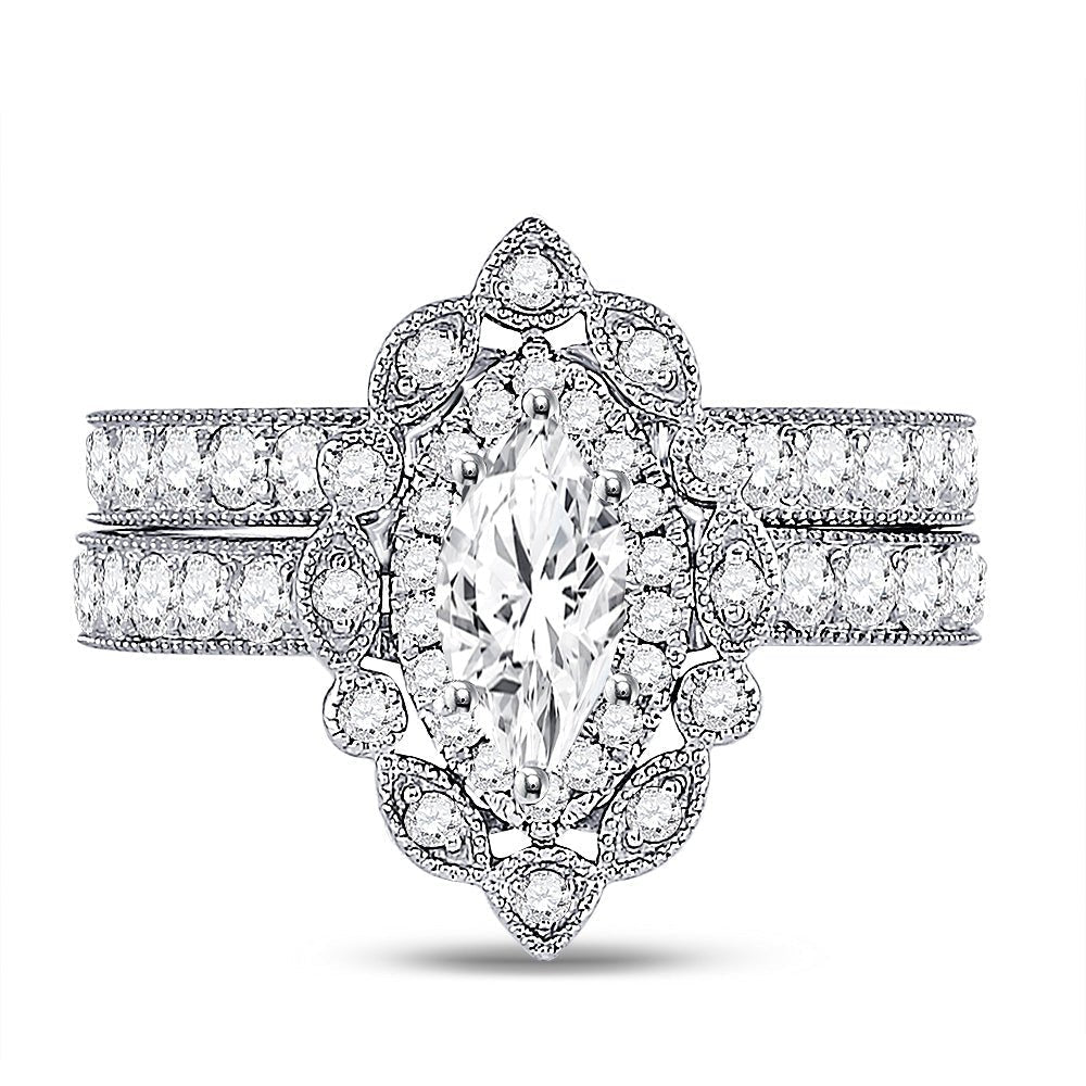 Eternal Love 14kt White Gold Marquise Diamond Bridal Wedding Ring Band Set - Splendid Jewellery