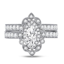 Load image into Gallery viewer, Eternal Love 14kt White Gold Marquise Diamond Bridal Wedding Ring Band Set - Front View