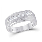 Eternal Love 14kt White Gold Mens Round Diamond 5 - stone Wedding Ring - Splendid Jewellery
