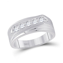 Load image into Gallery viewer, Eternal Love 14kt White Gold Mens Round Diamond 5 - stone Wedding Ring - Splendid Jewellery