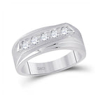 Eternal Love 14kt White Gold Mens Round Diamond 5 - stone Wedding Ring - Splendid Jewellery