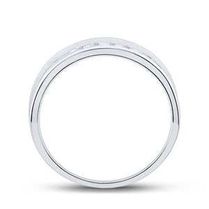 Eternal Love: 14kt White Gold Men's Round Diamond Wedding Band Ring - Splendid Jewellery