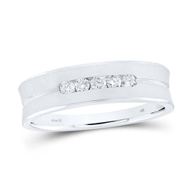 Eternal Love: 14kt White Gold Men's Round Diamond Wedding Band Ring - Top View
