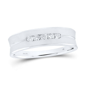 Eternal Love: 14kt White Gold Men's Round Diamond Wedding Band Ring - Splendid Jewellery