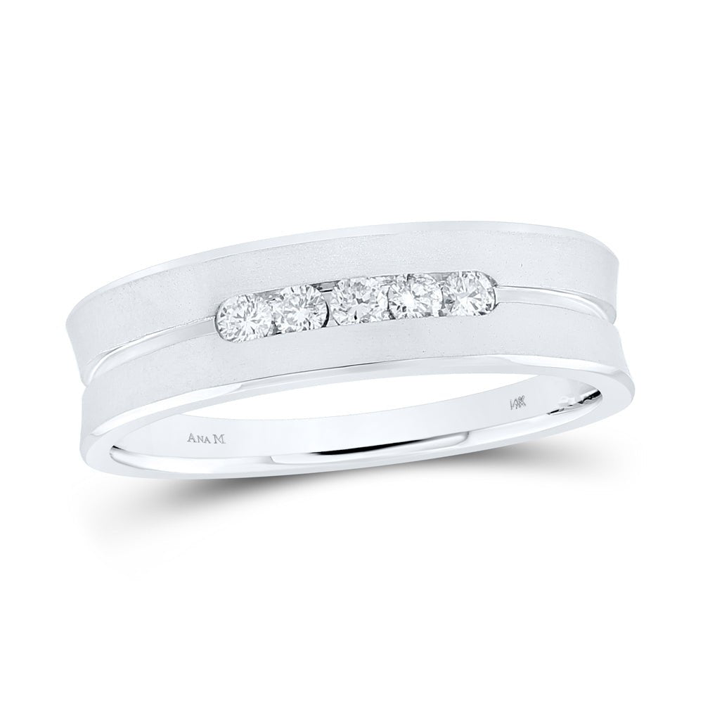 Eternal Love: 14kt White Gold Men's Round Diamond Wedding Band Ring - Splendid Jewellery