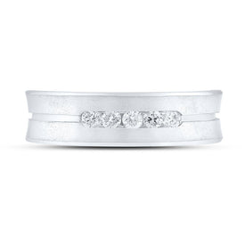 Eternal Love: 14kt White Gold Men's Round Diamond Wedding Band Ring - Splendid Jewellery