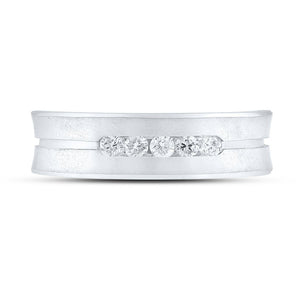 Eternal Love: 14kt White Gold Men's Round Diamond Wedding Band Ring - Splendid Jewellery