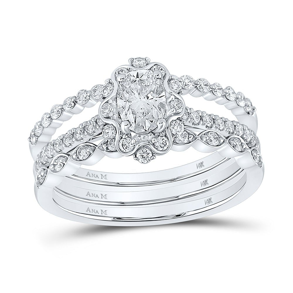 Eternal Love 14kt White Gold Oval Diamond Bridal Wedding Ring Set - Splendid Jewellery