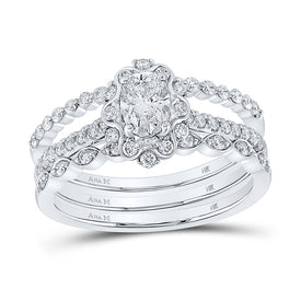 Eternal Love 14kt White Gold Oval Diamond Bridal Wedding Ring Set - Splendid Jewellery
