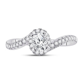 Eternal Love 14kt White Gold Oval Diamond Halo Bridal Wedding Engagement Ring - Front View