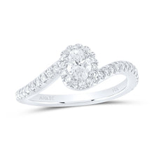Load image into Gallery viewer, Eternal Love 14kt White Gold Oval Diamond Halo Bridal Wedding Engagement Ring - Top View