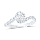Eternal Love 14kt White Gold Oval Diamond Halo Bridal Wedding Engagement Ring - Top View