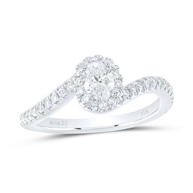 Eternal Love 14kt White Gold Oval Diamond Halo Bridal Wedding Engagement Ring - Top View