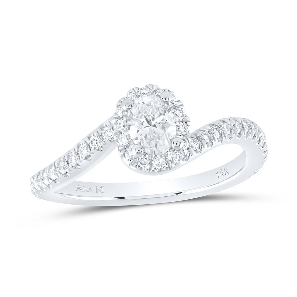 Eternal Love 14kt White Gold Oval Diamond Halo Bridal Wedding Engagement Ring - Splendid Jewellery