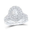 Eternal Love 14kt White Gold Oval Diamond Halo Bridal Wedding Ring Band Set - Splendid Jewellery