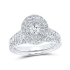 Eternal Love 14kt White Gold Oval Diamond Halo Bridal Wedding Ring Band Set - Splendid Jewellery