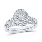 Eternal Love 14kt White Gold Oval Diamond Halo Bridal Wedding Ring Band Set - Splendid Jewellery